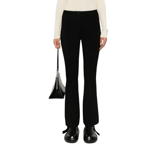 Theory Pants Flared Full Length Crepe Knit black size Large L - Picture 1 of 8